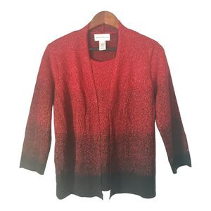 Alfred Dunner 2 in 1 Sweater Women's Small  Black Red Ombre Metallic Silver